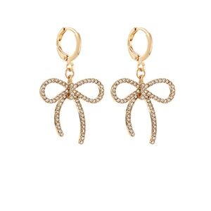 Pave Bow Huggie Earrings